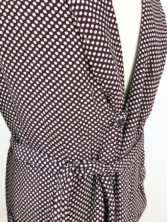 1940s Marvin-Tex Burgundy Polka Dot Cold Rayon Ro… - image 5