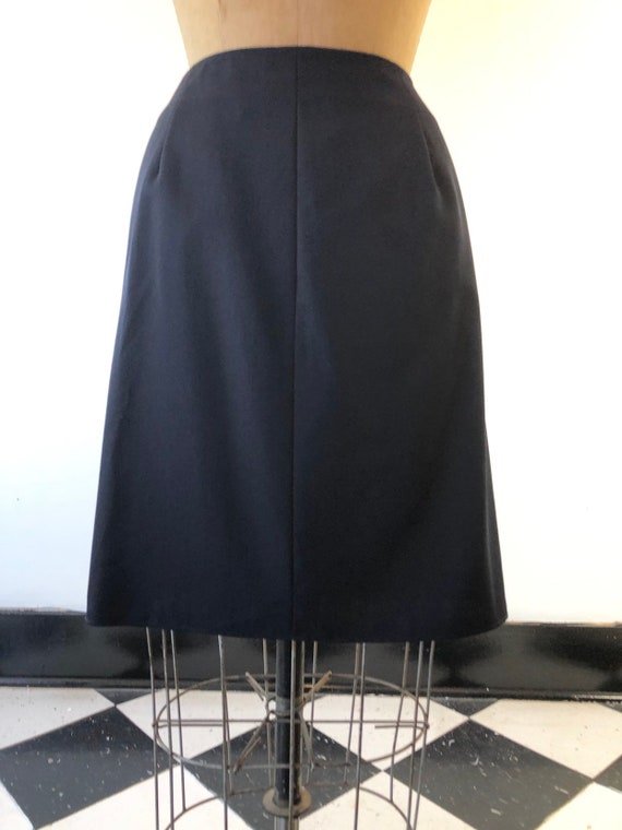 COOL 1990’s DKNY Scupltural Navy Wrap Skirt S - image 5
