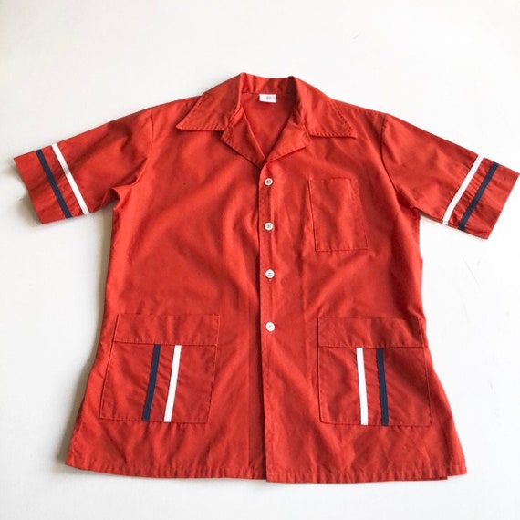 1970s Jantzen Red Bowling Shirt L