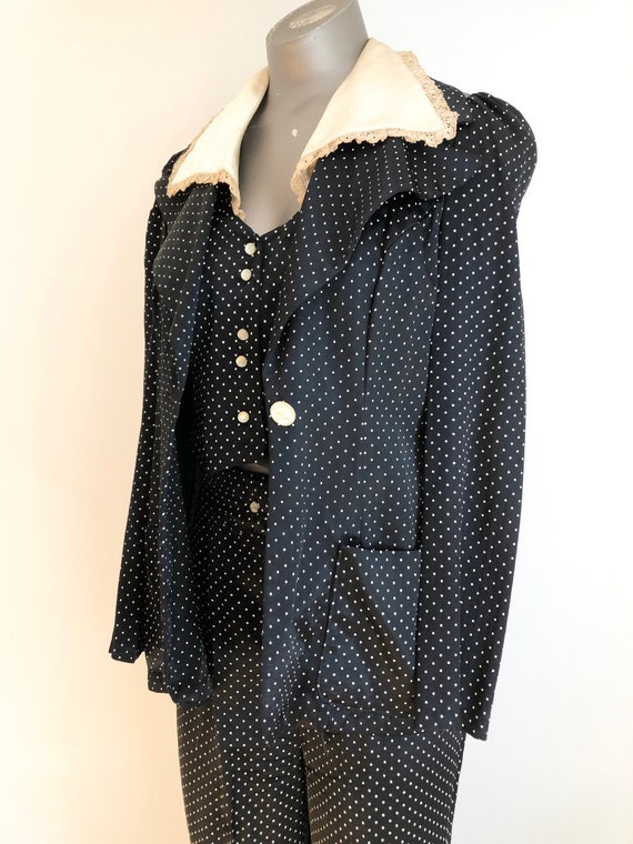 Fabulous 1970s Oops California Black Polka Dot 3 … - image 1