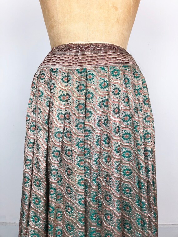 1960’s All Metallic Jacquard Indian Pleated Maxi … - image 4