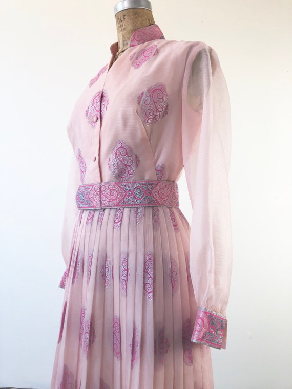 OUT OF SIGHT 1960’s Alfred Shaheen Pleated Pink O… - image 2