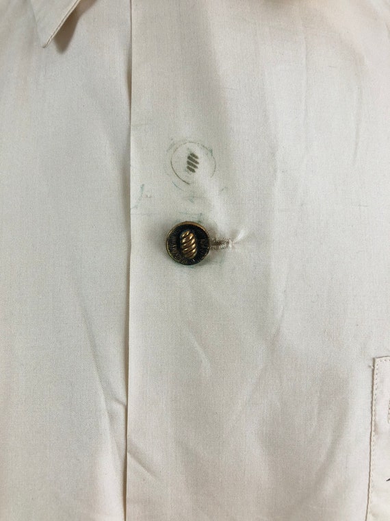 1950s Ivory Silk Sailboat Print Long Sleeve Shirt… - image 6