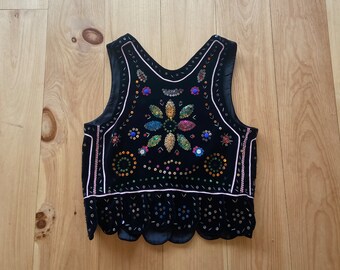Vintage 1940s Polish Black Velvet Sequined Vest L - Etsy