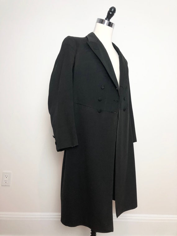 Antique 1910s Black Wool Formal Over Coat S