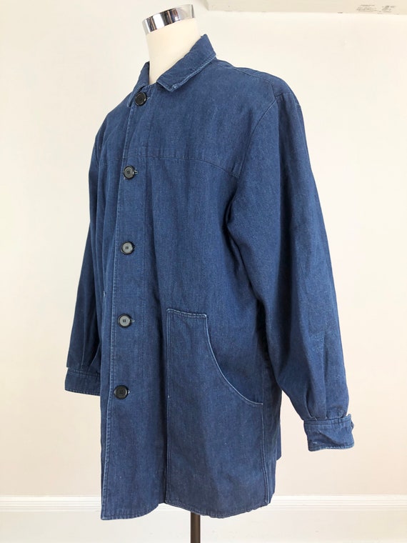 1990s Oversized Denim Zip Coat L - image 5