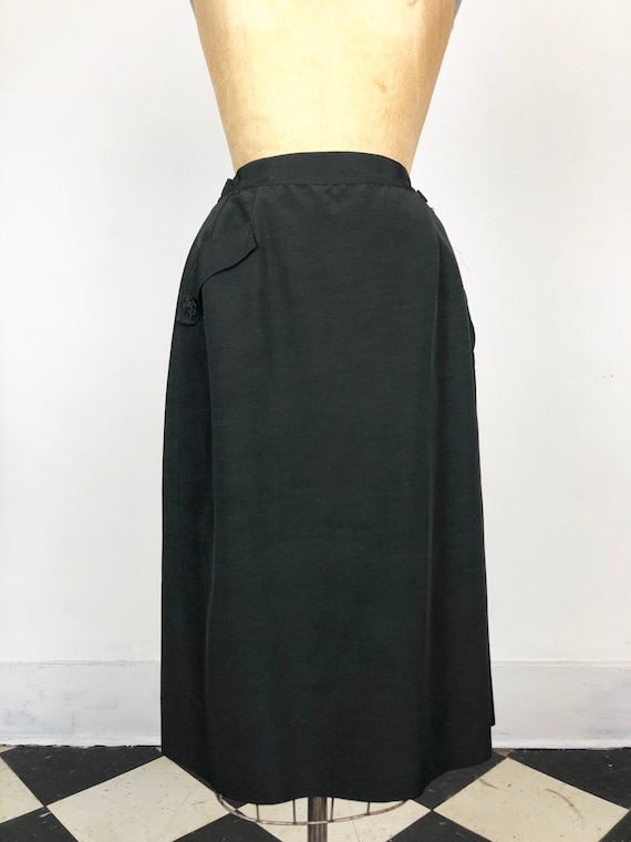 SLEEK 1950s Black Grosgrain Pencil Skirt S