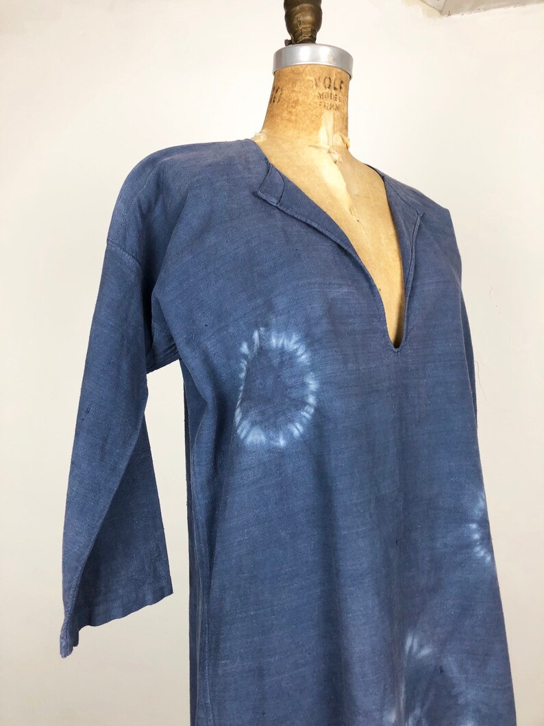 Antique Indigo Dyed French Linen Tunic S image 2