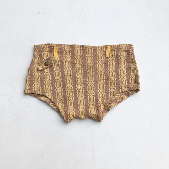1940’s Chain Print Intarsia Knit Swim Briefs M