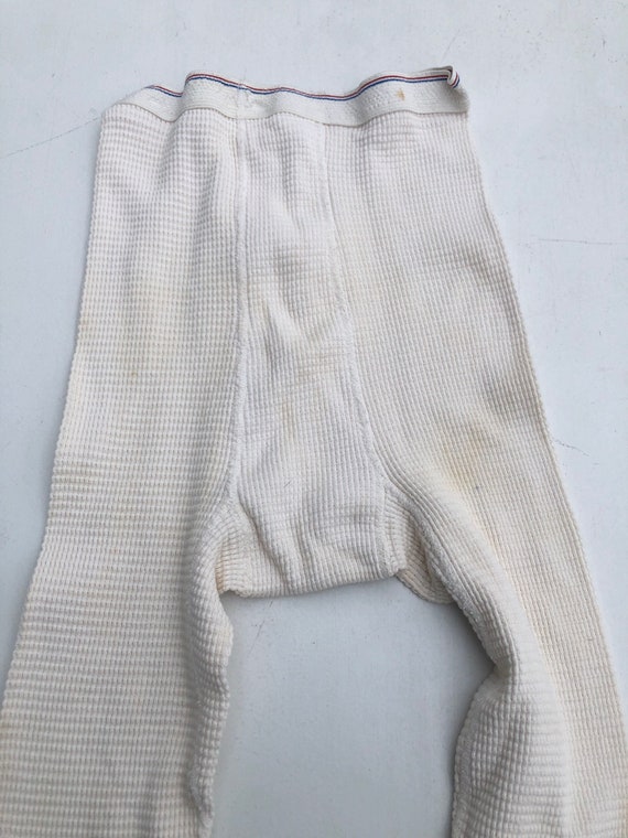 1960s White Waffle Thermal Long Johns  S M - image 8