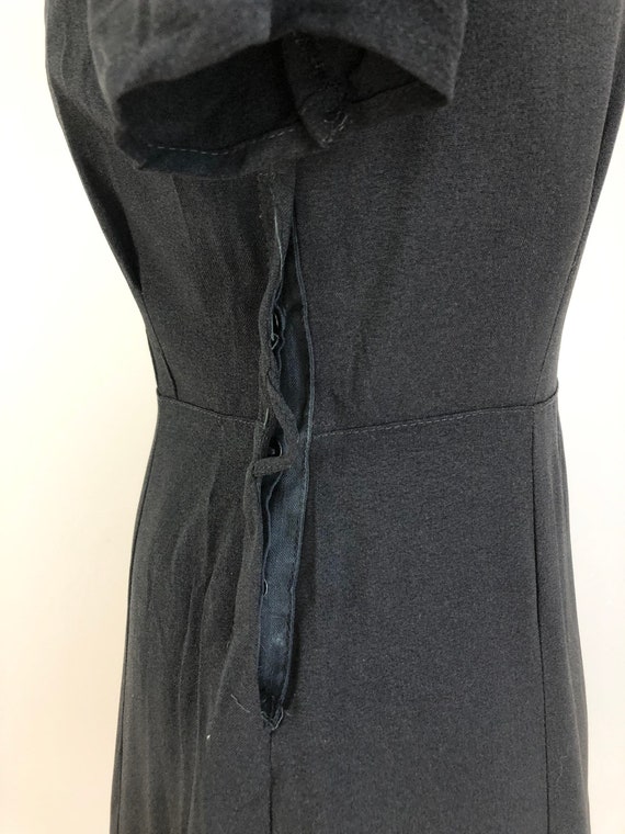1940’s Black Rayon Crepe Ruffle Yoke Dress S - image 8