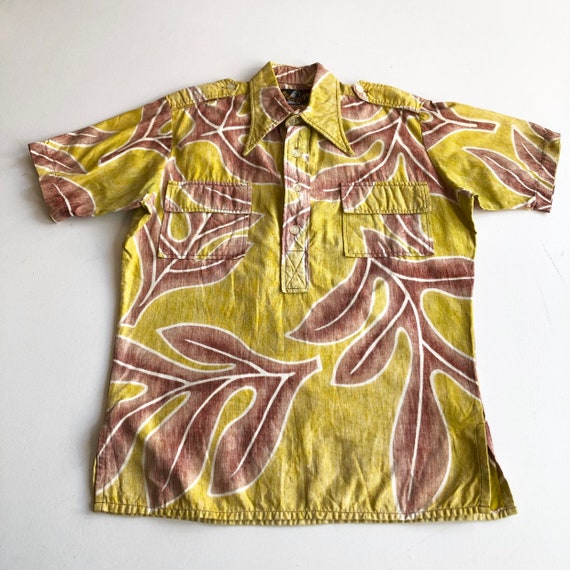 KILLER 1960’s Reverse Batik Cotton Hawaiian Shirt M - Gem