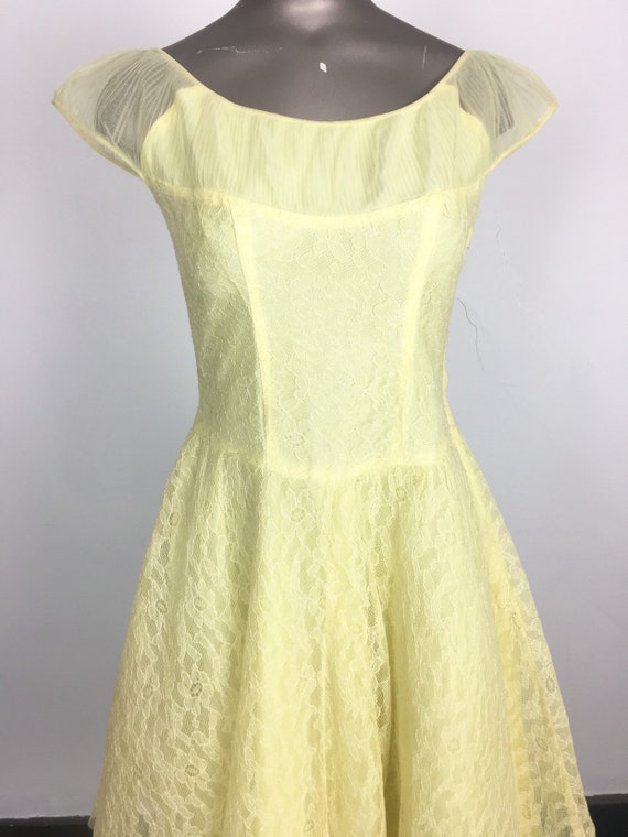 Fabulous 1950s Butter Lace Party Dress S - image 3