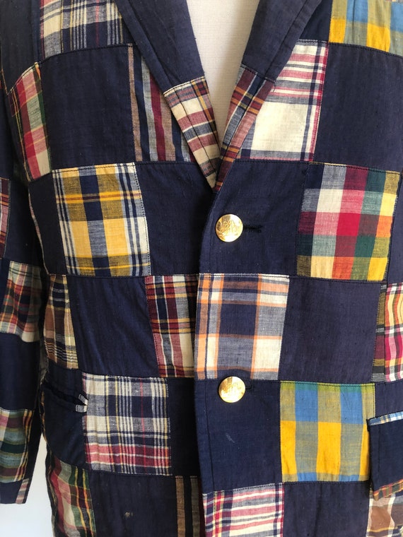 1960s Madras Plaid Cotton Blazer M - Gem