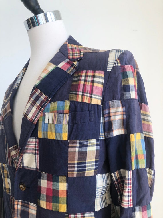 1960s Madras Plaid Cotton Blazer M - Gem