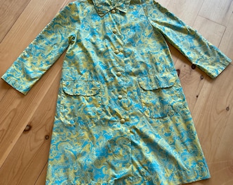 Impermeable vintage de Lilly Pulitzer de los años 60 con estampado de peces koi y dragones, talla M