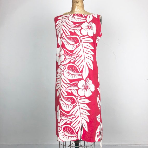 Fabulous 1960s Hawaiian Print Cotton Shift Dress S - image 1
