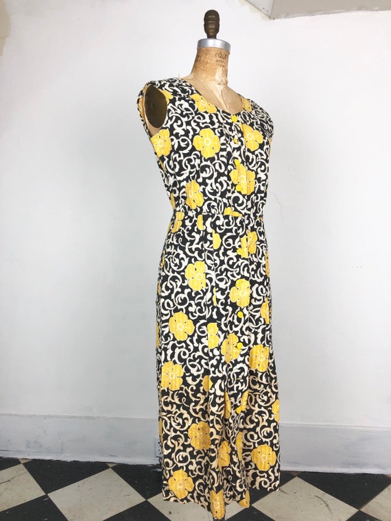 1930’s Black and Yellow Printed Seersucker Cotton