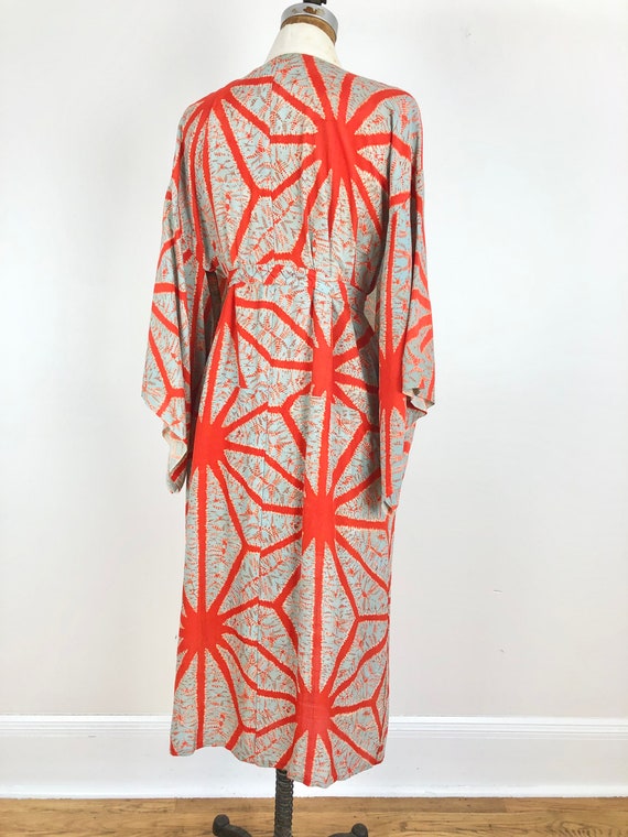 1940s Dyed Orange and Grey Silk Kimono S M - image 5