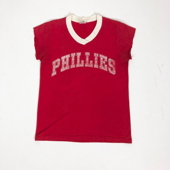 1970s Red Phillies Athletic Ringer T-Shirt S