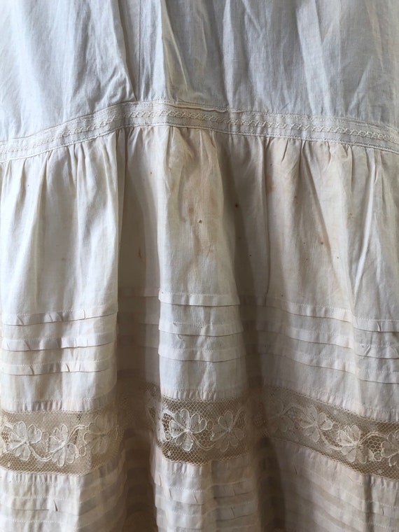 Antique Victorian Cotton and Lace Maxi Skirt XS - image 7