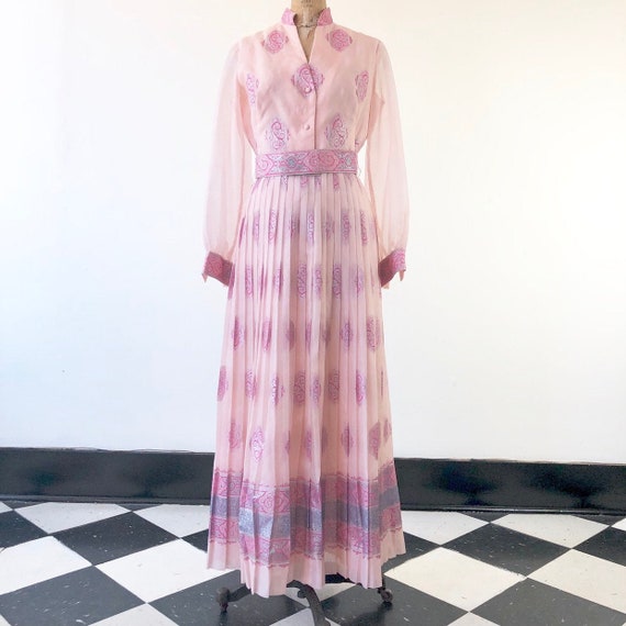 pink organza maxi dress Romance That Wows Magenta Floral Print Organza Maxi Dress