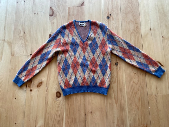 1950s Catalina Martin V-neck Argyle Pattern Mohair Sweater M - Etsy
