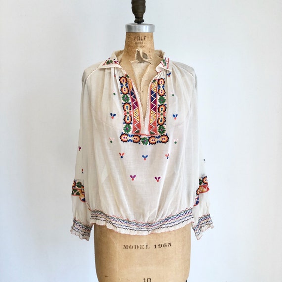 Amazing 1940’s Rainbow Floral Crocheted Embroidere