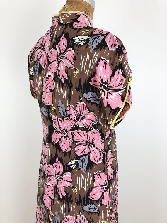 1940s Pink Hibiscus Print Cold Rayon Liberty Hous… - image 7