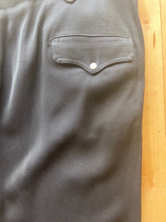 1950s Black Westerner Rayon Gabardine Pants 40" W… - image 3