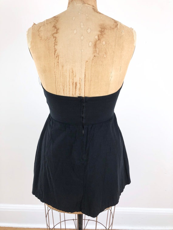 1940s Black Strapless Mini Dress Swimsuit M - image 4