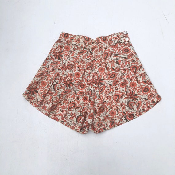 FABULOUS 1940’s Orange Floral Cotton Pin Up Shorts