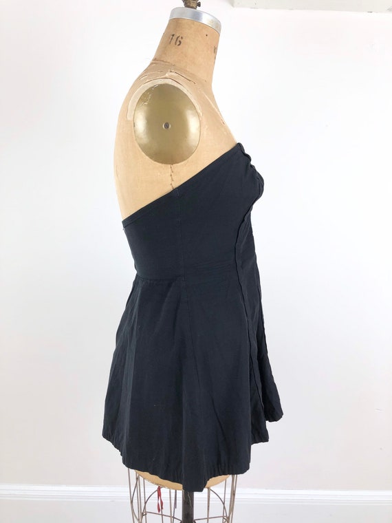 1940s Black Strapless Mini Dress Swimsuit M - image 5