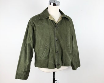 1940s Military Green Cotton Canvas Jacket M