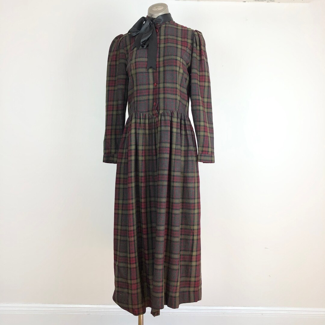 1980s Laura Ashley Plaid Cotton and Wool Flannel Dress S Etsy