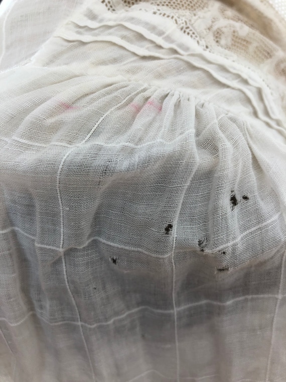 Antique Edwardian Lace White Cotton Blouse S - image 7