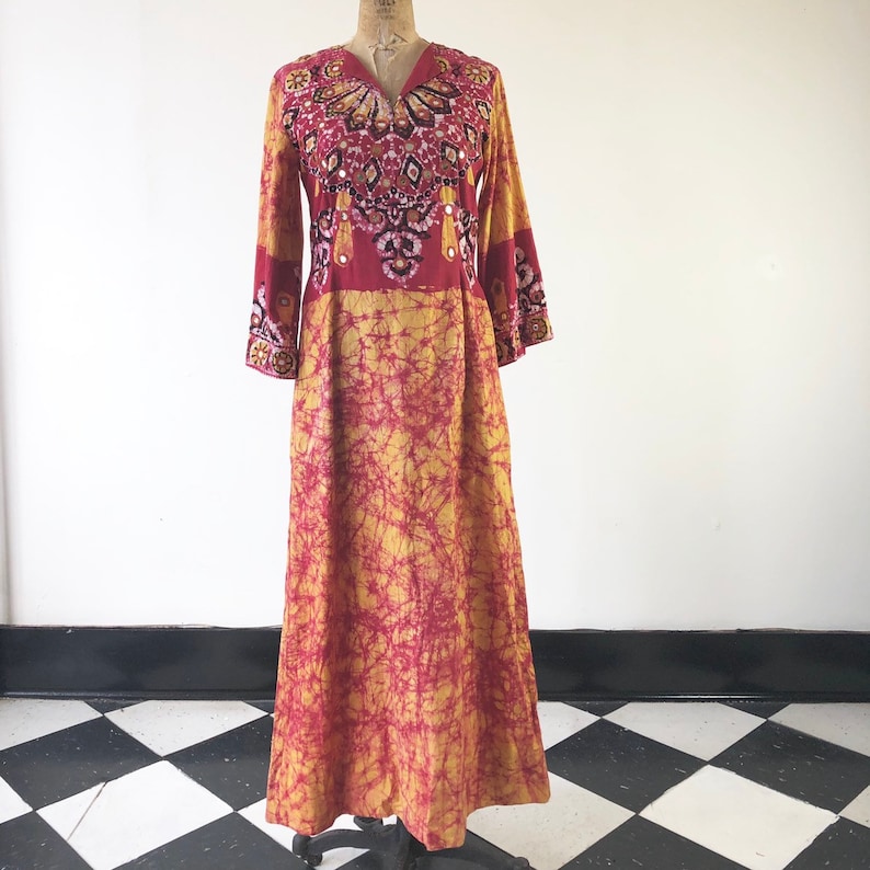 Ramona Rull 1970s Mirrored Batik Cotton Maxi Dress S M - Etsy