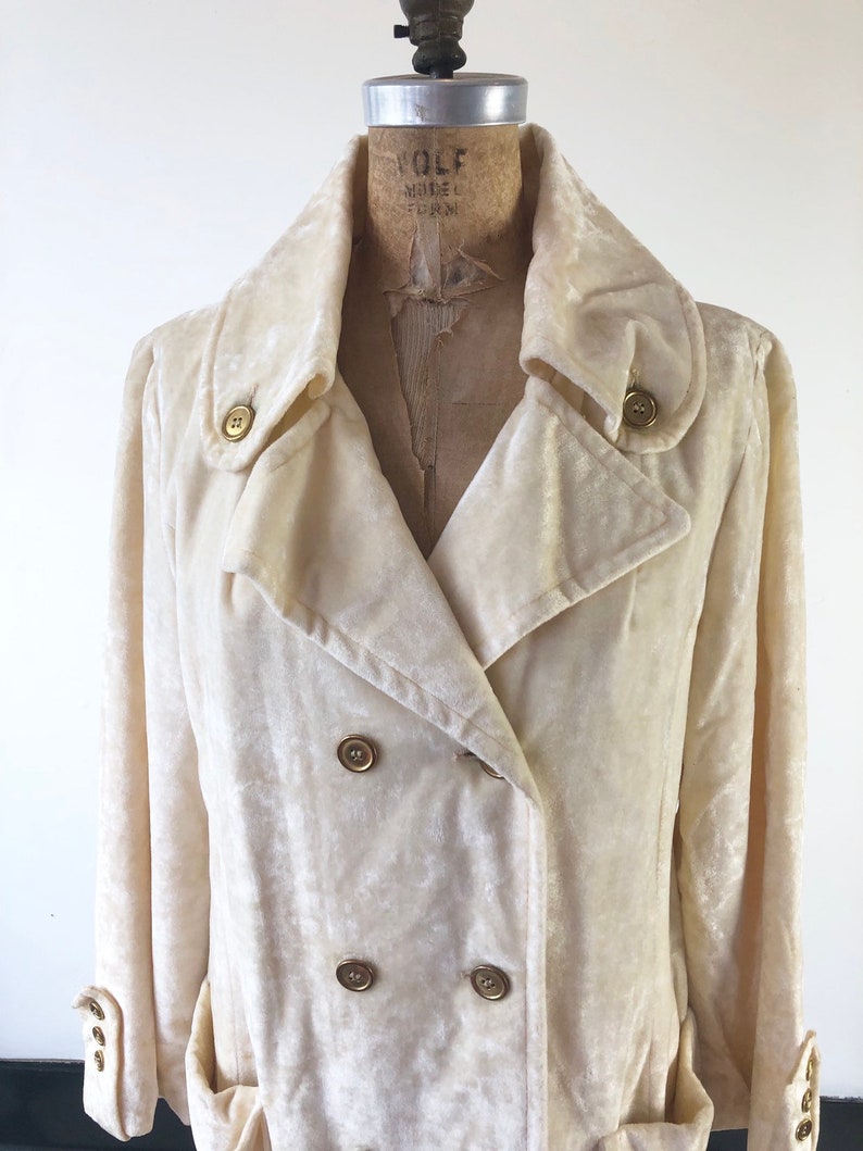 KILLER 1960s Ivory Velvet Pea Coat M image 3