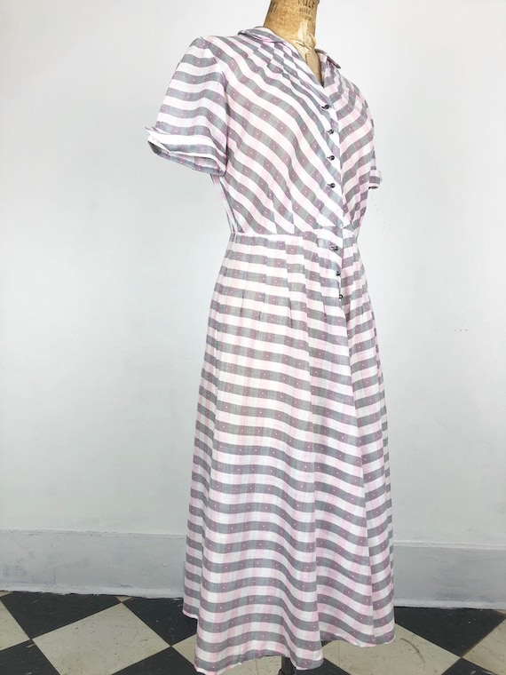 CUTE 1950’s Sheer Pink and Grey Gingham Dress M