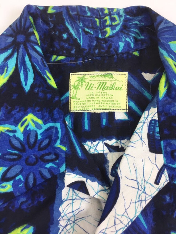 1950s Ui Maikai Cotton Hawaiian Shirt M - image 6