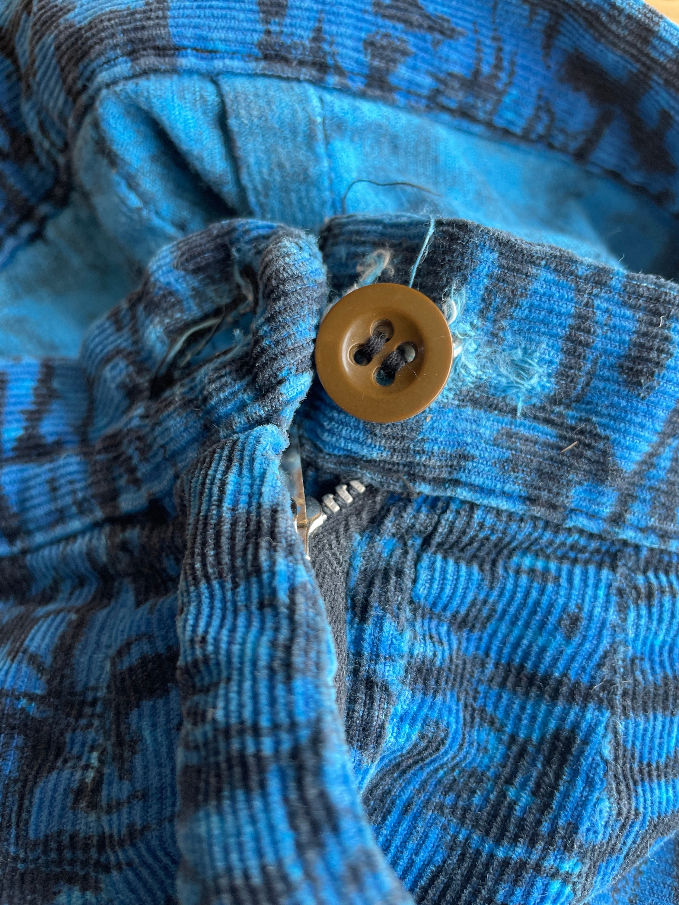 Vintage 1950s Blue Bell Novelty Print Side Zip Corduroy Pants 25