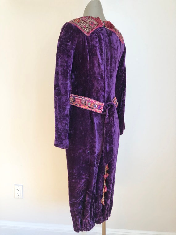 Amazing 1970s Purple Velvet Embroidered Jumpsuit S - image 5