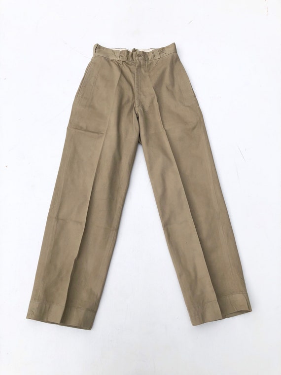 1950s Khaki Cotton Military High Waist Uniform Pants 25 - Etsy