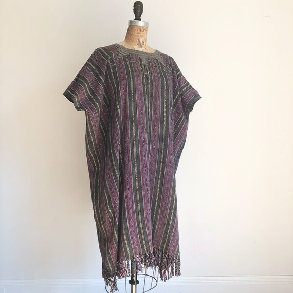 1970s Hand Woven Embroidered Poncho M