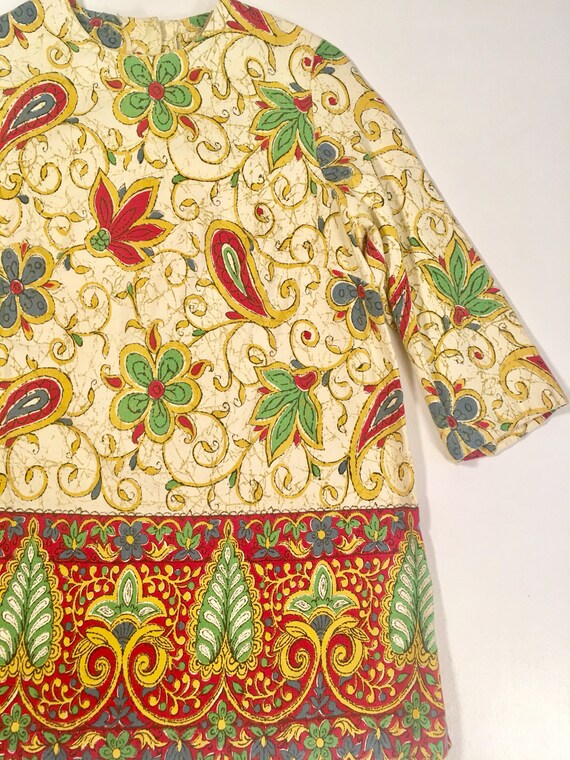 Fabulous 60s Indian Block Print Cotton Two Piece … - image 3