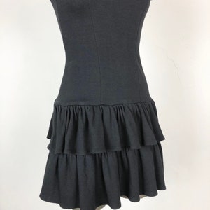 1980s Black Cotton Jersey Open Back Mini Dress S image 2