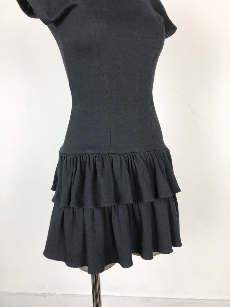 1980s Black Cotton Jersey Open Back Mini Dress S image 2