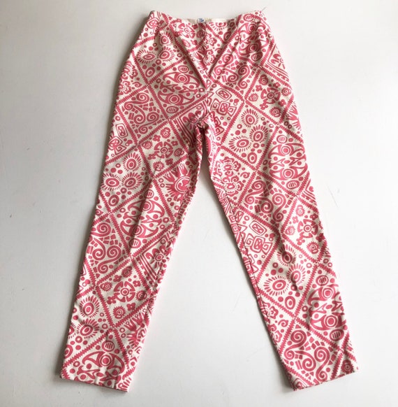 AMAZING 1950s Pink Print High Waisted Cotton Cigar