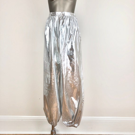 CRAZY Deadstock 1970s Silver Lurex Harem Pants 24”