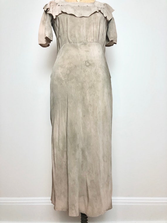 Amazing 1930s Over Dyed Embroidered Silk Eyelet D… - image 4